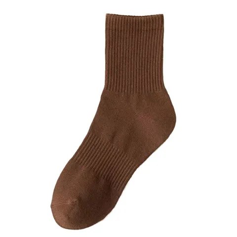 Men's Casual Crew Socks Solid Color Cotton Breathable Sweat Absorbent Deodorant