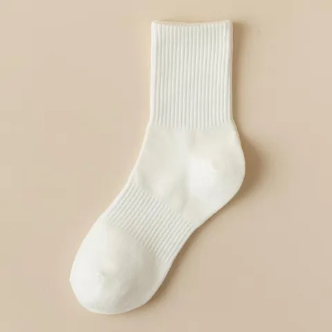 Men's Casual Crew Socks Solid Color Cotton Breathable Sweat Absorbent Deodorant