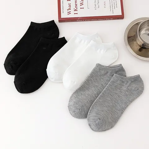 Men Women Solid Color Short Socks Casual Breathable Cotton Boat Socks Sweat Absorbing Daily Wear Fashion Hosiery
