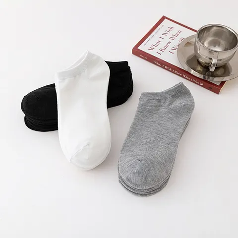 Men Women Solid Color Short Socks Casual Breathable Cotton Boat Socks Sweat Absorbing Daily Wear Fashion Hosiery