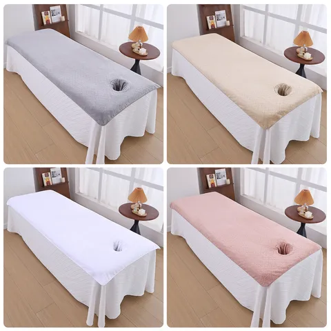 Coral Fleece Beauty Salon Towel Set Soft Absorbent Spa Bed Sheet Headband Bath Skirt Quilted Diamond Pattern Home Bathroom