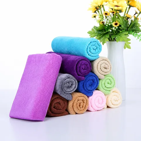 Asciugamano in Microfibra Assorbente Morbido Ispessito Salone Bagno Viso Asciugatura Rapida Hotel Asciugamano Tinta Unita