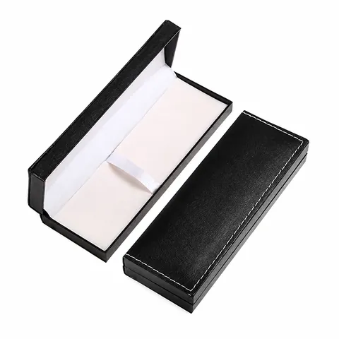 Estuche para Lápices con Textura de Cuero de Negocios Oficina Escuela Papelería Caja de Almacenamiento Caja de Regalo de Plástico para Bolígrafo con Costuras