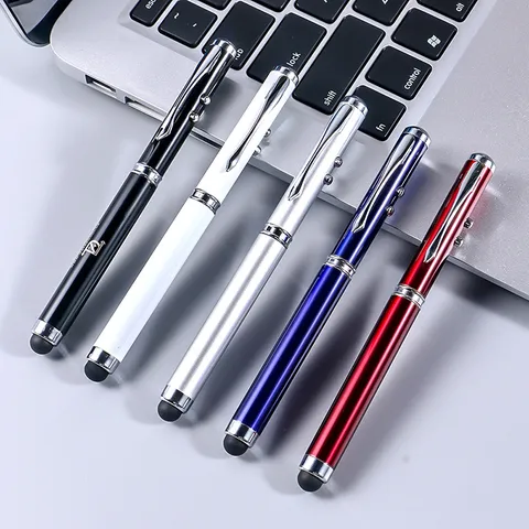Penna a Sfera in Metallo Multifunzionale 4 in 1 con Puntatore Laser e Schermo Tattile Infrarossi Regalo Ufficio