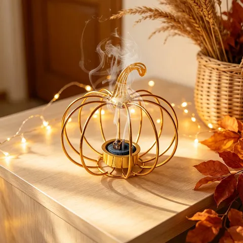 Modern Minimalist Iron Pumpkin Incense Burner Hollow Aromatherapy Censer Desktop Home Decor