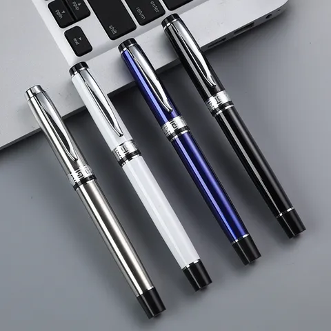 Minimalistische Metalen Zakelijke Balpen Zware Handtekening Gelpen Kantoor Schrijfwaren Cadeaupen Zwart Blauw Wit Zilver