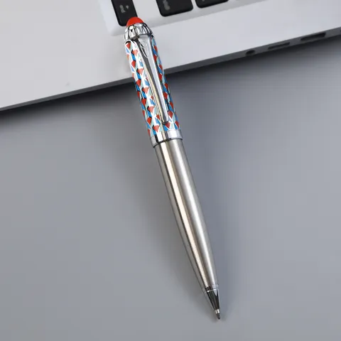 Luxury Metal Ballpoint Pen Business Office Gift Pen Rotating Twist Geometric Print Ball Pen Writing Signature Stationery