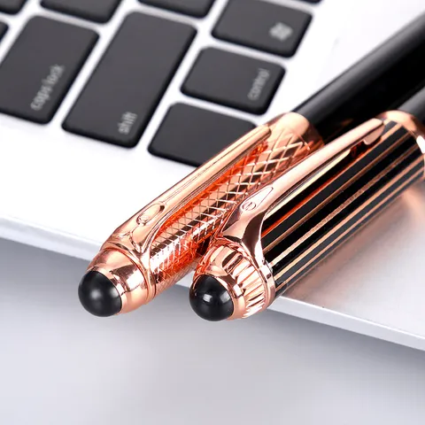 Luxury Metal Ballpoint Pen Business Office Gift Pen Rotating Twist Geometric Print Ball Pen Writing Signature Stationery
