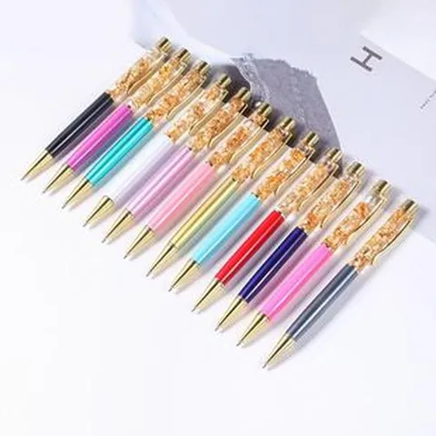 Metal Liquid Gold Foil Ballpoint Pen Creative Business Office Writing Pen Crystal Flowing Glitter Pen