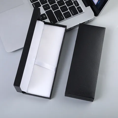 Caja de Regalo de Plástico Negro para Bolígrafo Estuche de Embalaje de Papelería Caja de Almacenamiento de Regalos de Negocios