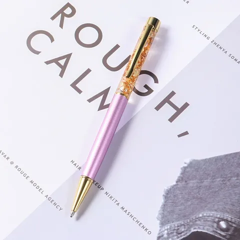 Metal Liquid Gold Foil Ballpoint Pen Creative Business Office Writing Pen Crystal Flowing Glitter Pen