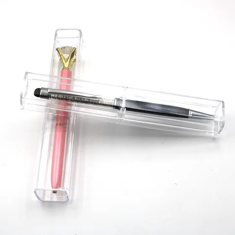 Transparent Plastic Pen Box Clear Pencil Case Portable Long Storage Box For School Office Stationery Packing