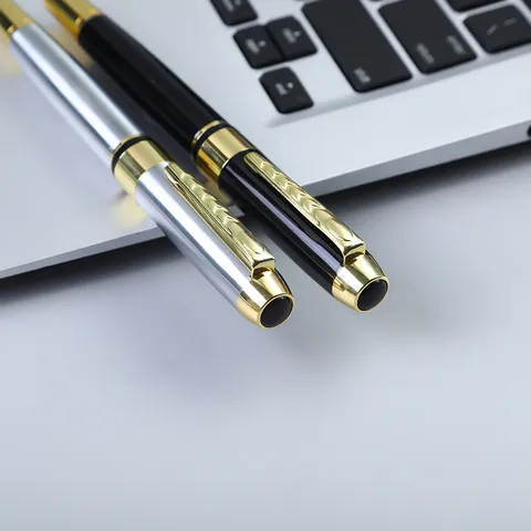 Stylo Plume Métallique Minimaliste Plume Fine Bureau d'Affaires Signature Stylo d'Écriture Papeterie Étudiant Boîte Cadeau