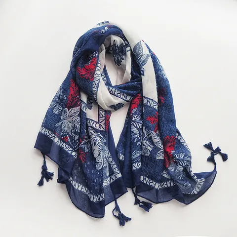 Fashion Ethnic Style Printed Tassel Scarf Polyester Long Shawl Soft Lightweight Casual Wrap For Women Daily Wear
