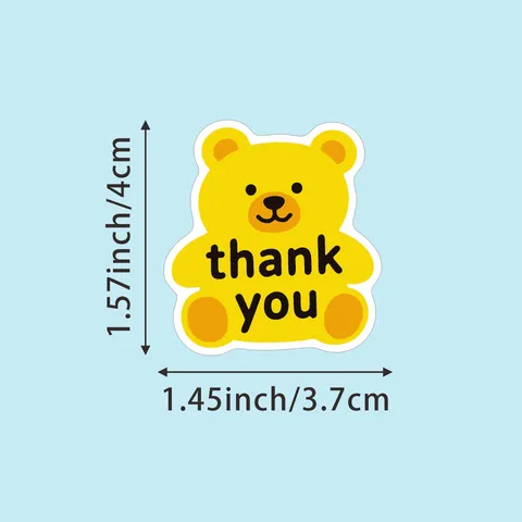 Cute Cartoon Animal Thank You Stickers Kawaii Bear Cat Dog Self Adhesive Sealing Labels For Baking Gift Packaging
