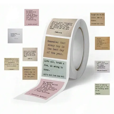 English Quotes Journaling Stickers Roll Vintage Aesthetic Scrapbook Deco Material Self Adhesive Decorative Sticker Pack