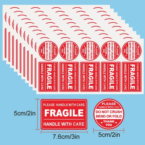 Fragile Warning Stickers Red Adhesive Mailing Labels For Shipping Packages Waterproof Packing Labels Office Supplies