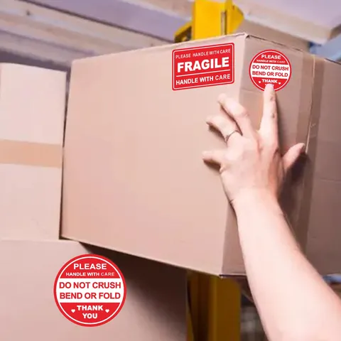 Fragile Warning Stickers Red Adhesive Mailing Labels For Shipping Packages Waterproof Packing Labels Office Supplies
