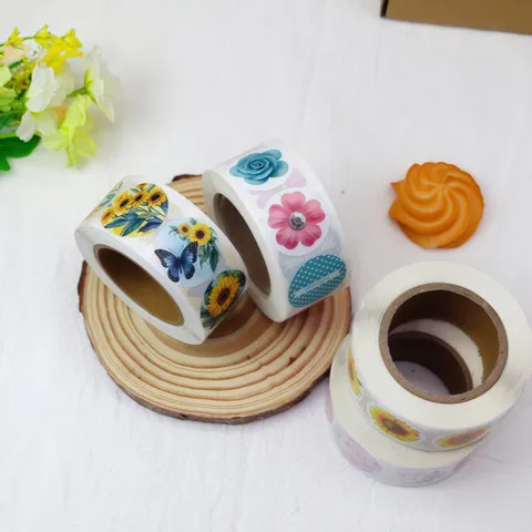 Hand Painted Retro Floral Sunflower Planner Stickers Decorative Adhesive Stickers For Scrapbooking Gift Envelope Sealing