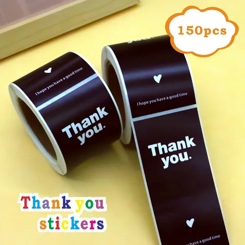 Thank You Sealing Stickers Roll Craft Paper Adhesive Labels For Wedding Gift Packaging Baking Decoration