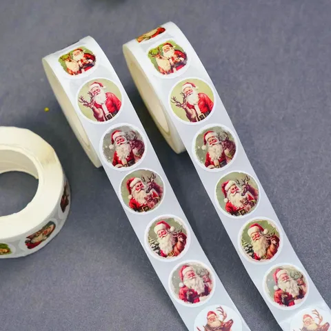 Vintage Christmas Santa Claus Self Adhesive Gift Wrapping Seal Labels Festival Party Decor Decorative Stickers