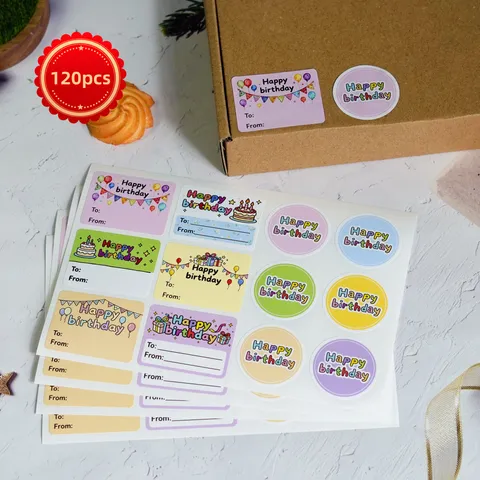 Happy Birthday Sealing Stickers For Gift Wrapping Baked Dessert Food Package Decorative Adhesive Labels