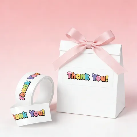 Pegatinas de Rollo de Gracias Autoadhesivas Lindas Letras Inglesas Dibujos Animados Pegatinas Decorativas Para Sellado de Regalos