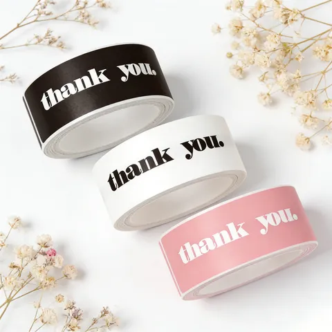 Minimalist Thank You Adhesive Sticker Roll Decorative Labels For Dessert Gift Wrapping Packaging Supplies