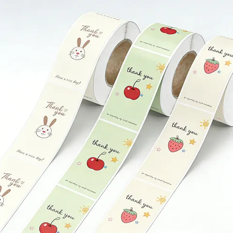 Thank You Stickers Bakery Gift Wrapping Sealing Labels Creative Cartoon Cute Design Self Adhesive Decorative Decals