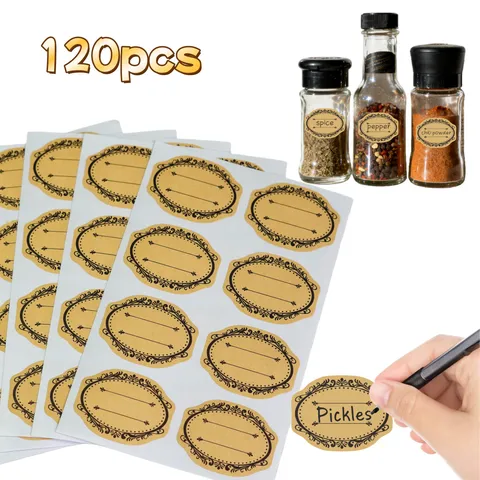Retro Kraft Paper Blank Hand-Written Self-Adhesive Labels For Baking Gift Decoration And Spice Jar Classification