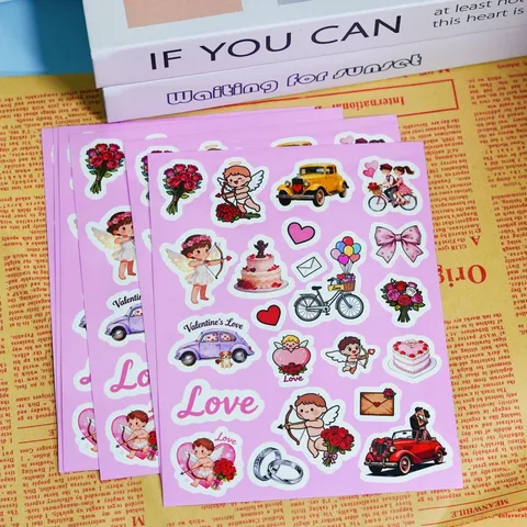 Valentine Day Love Theme Stickers Romantic Cupid Heart Cute Decals For Scrapbook Diary Envelope Party Decoration
