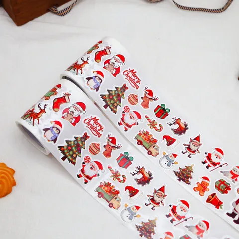 Christmas Roll Stickers Waterproof Oilproof Decorative Roll Decals For DIY Handcraft Holiday Party Gift Decoration