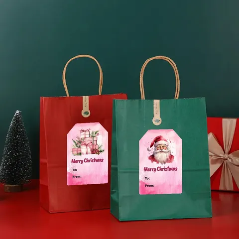 Christmas Holiday Sealing Stickers Roll Watercolor Festive Gift Bag Box Decorative Labels Party Packaging Supplies
