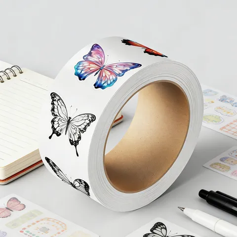 Creative Butterfly Flower Self-Adhesive Sticker Roll Colorful Decorative Label For Gift Box Packaging And Crafting