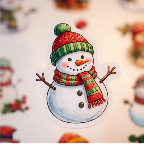 Pegatinas de Navidad Acuarela Muñeco de Nieve Pingüino Caja de Regalo de Vacaciones Etiquetas de Sellado Calcomanías Decorativas Festivas para Suministros de Fiesta