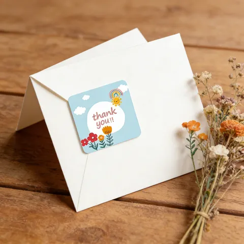 Thank You Sealing Stickers Square Adhesive Labels For Gift Packaging Journaling Cute Decorative Stationery