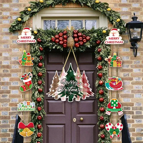 Appendiporta di Natale Ornamento Sospeso per Festa Decorazione Festiva Babbo Natale Pupazzo di Neve Albero Per Casa Muro Porta
