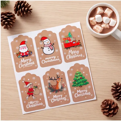 Christmas Gift Sealing Stickers Paper Cartoon Santa Claus Elk Pattern Labels For Holiday Party Decor