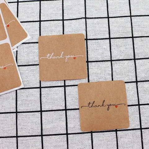 Kraft Paper Thank You Sealing Stickers Minimalist Handmade Gift Packaging Decorative Labels Retro Stationery