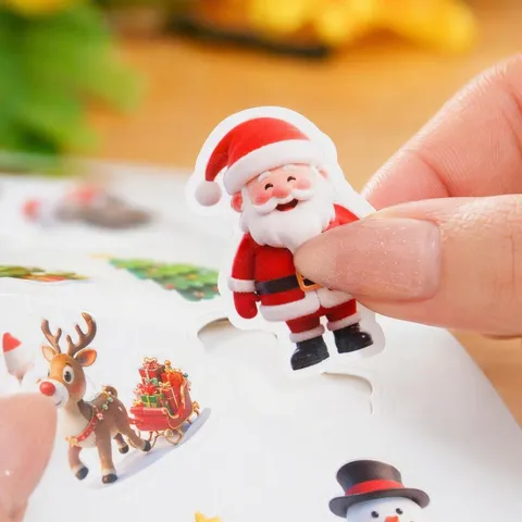 Kerst Dieren Stickers Schattig Waterdicht Synthetisch Papier Dagboek Stickers Voor Notitieboekje Waterfles Koffer DIY Decoratie