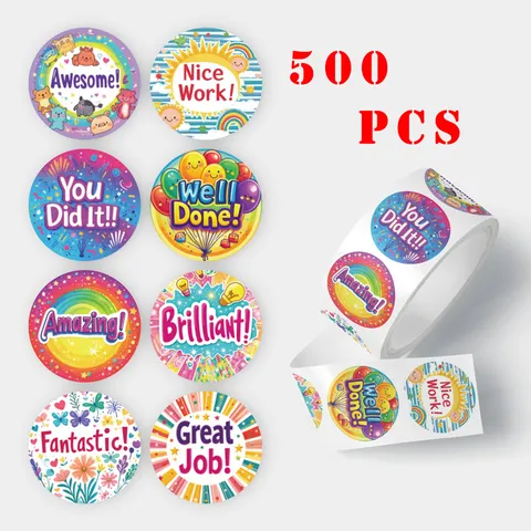 Round Reward Stickers For Kids School Teachers Smiley Face Incentive Stickers Colorful Decorative Labels