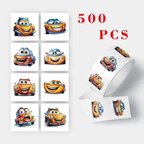 Cute Cartoon Car Roll Stickers Waterproof Synthetic Paper Sealing Decals For Gift Package Scrapbooking Stationery