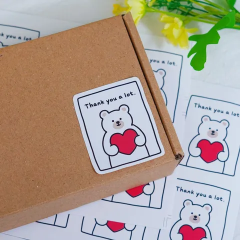 Cute Bear Thank You Stickers Adhesive Sealing Labels For Gift Packaging Baking Decoration Small Business