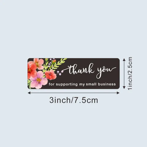Hand Painted Retro Floral Thank You Adhesive Roll Labels Decorative Sealing Stickers For Gift Box And Paper Bag Packaging