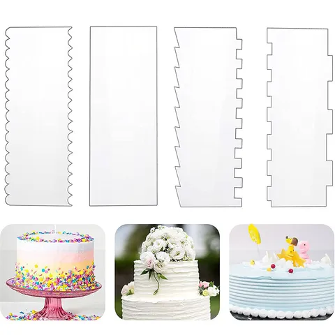 Acryl Kuchenschaber-Set Klare Glasur Glätter Kamm Kantenverzierung Werkzeuge Für Backen Gebäck Küche Zubehör