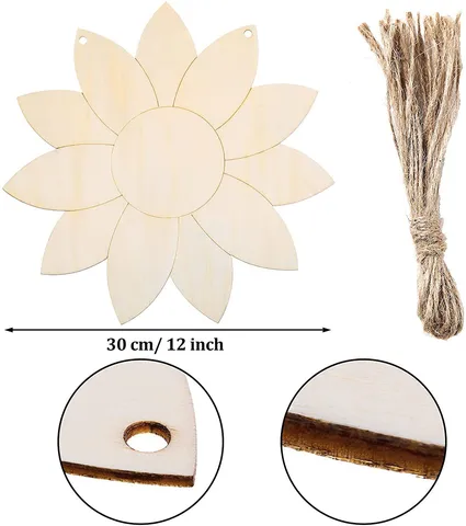 Colgante de Girasol en Blanco de Madera Colgador de Puerta de Navidad DIY Letrero de Madera sin Pulir Decoración del Hogar Regalo de Manualidades