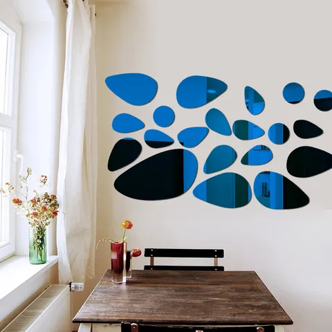 3D Acrylic Pebble Mirror Wall Stickers Waterproof Removable Stone Wall Decals DIY Art Home Decor Living Room Wall Murals Wallpaper