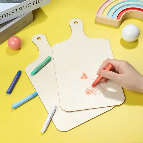 Mini Tabla de Cortar de Madera con Mango DIY Tablero de Comida de Madera Sin Terminar en Blanco para Cocina Decoración Pintura Manualidades
