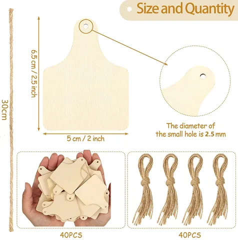 Etiquetas Vírgenes de Madera Sin Terminar Rodajas de Madera Natural Con Cuerda de Yute Para Manualidades DIY Decoración Letrero Colgante