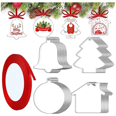 Transparenter Acryl Weihnachtsbaum Ornament DIY Blanke Hängeanhänger Party Deko Feiertag Heimdekoration